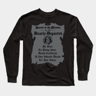 Haunted Mansion Death Certificate Long Sleeve T-Shirt